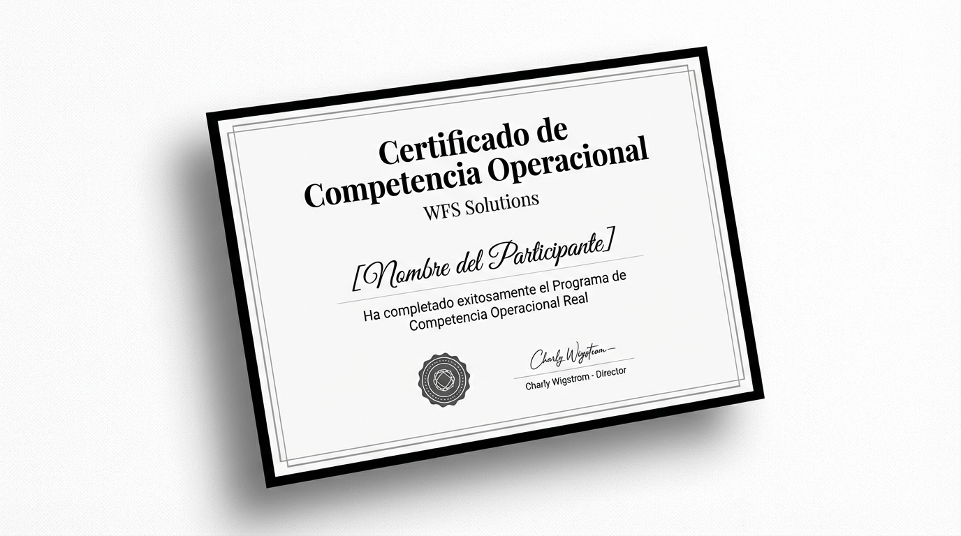 Mockup del Certificado de Competencia Operacional de WFS Solutions